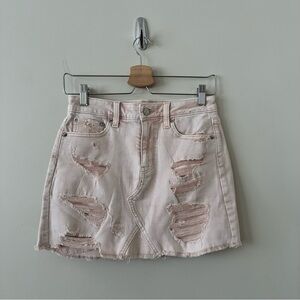 American Eagle-Distressed Mini Skirt- Pink Clay (Size:0)